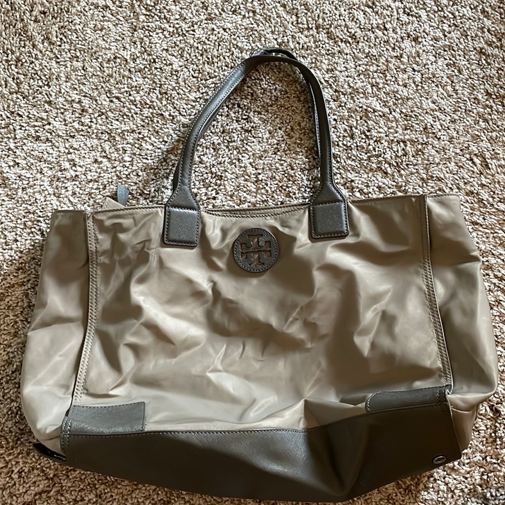 Tory Burch taupe nylon tote
